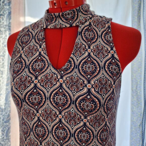 AEROPOSTALE Blue Pink Keyhole Neckline Sheath 60s style Dress Size‎ S - Picture 2 of 6